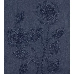 Deep Blue Floral Embroidered Table Runner