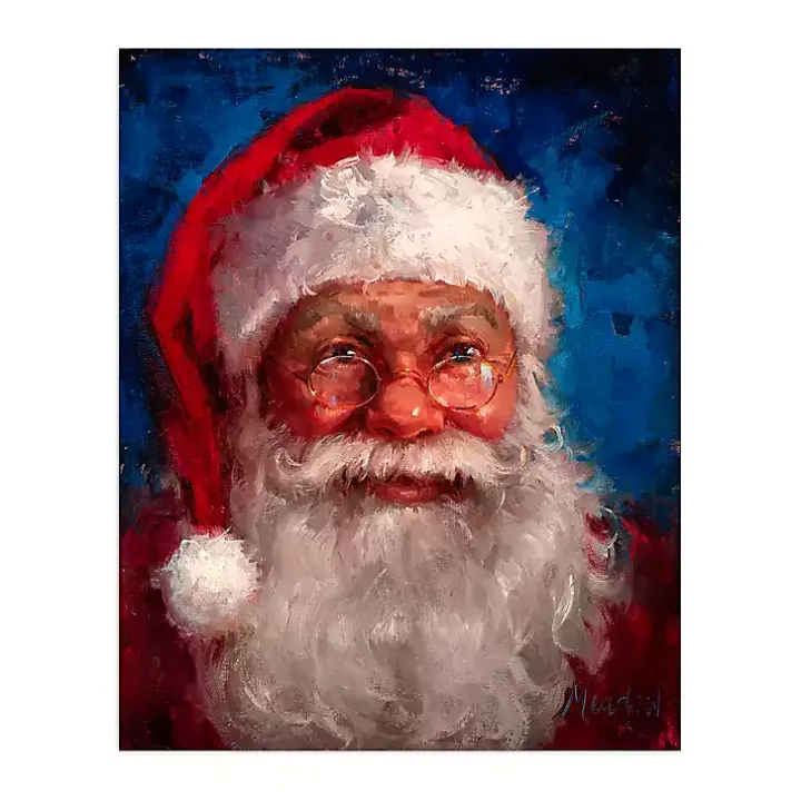 Deep Blue Santa Portrait Canvas Art Print