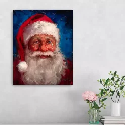 Deep Blue Santa Portrait Canvas Art Print