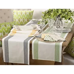Deep Blue Striped Border Table Runner