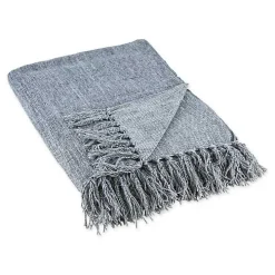 Demin Blue Chenille Fringe Throw