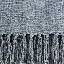 Demin Blue Chenille Fringe Throw