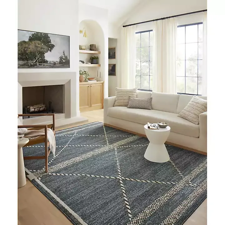 Denim Asymmetrical Tufted Area Rug, 7x10