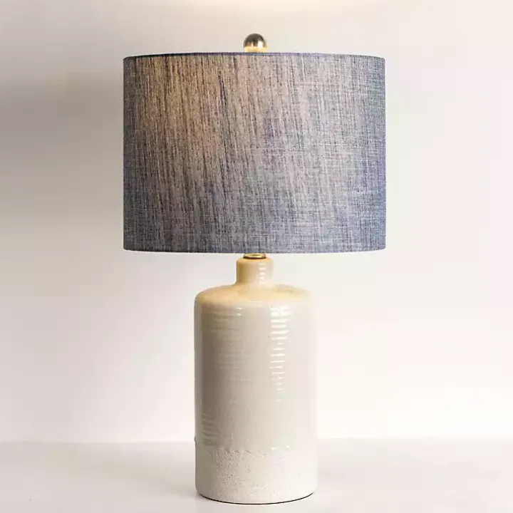 Denim Blue Shade Ribbed Table Lamp