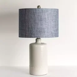 Denim Blue Shade Ribbed Table Lamp