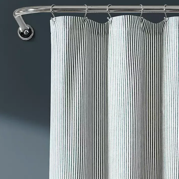 Denim Blue Vintage Stripe Shower Curtain