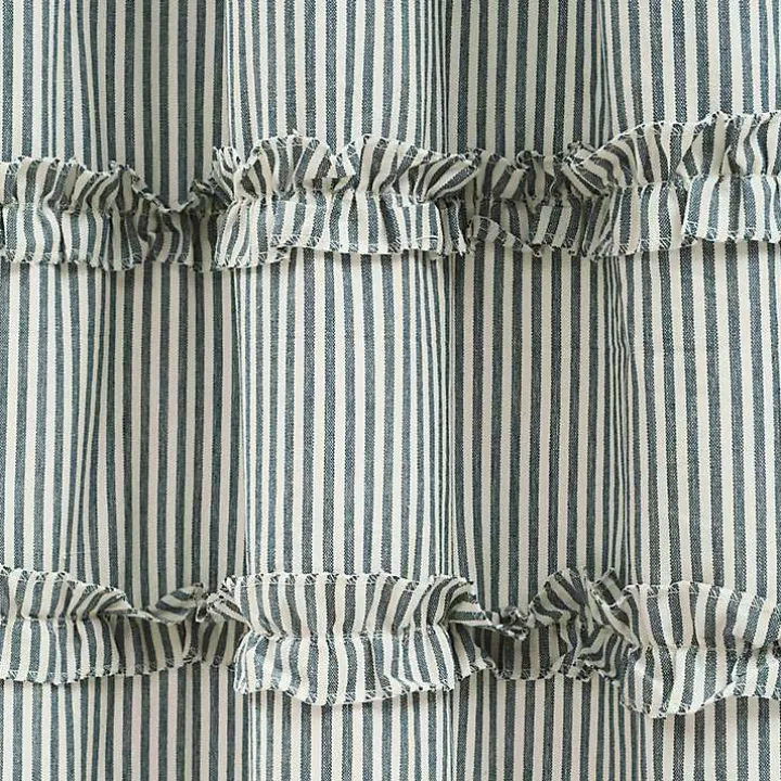 Denim Blue Vintage Stripe Shower Curtain