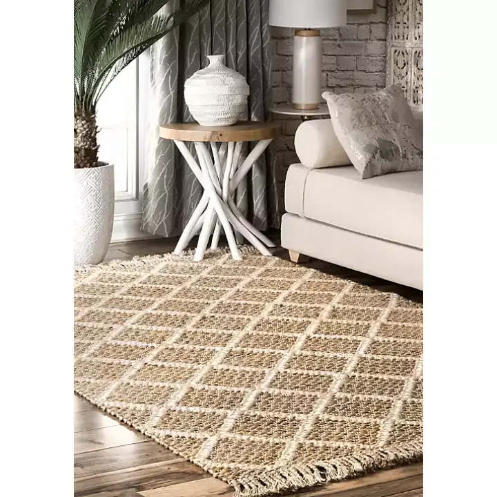 Diamond Helen Woven Jute Tassel Area Rug, 8x10