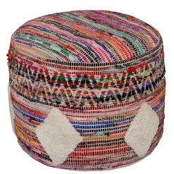 Diamond Tufted Multi Chindi Pouf