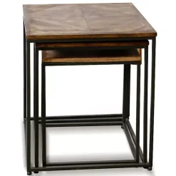 Diamond Wood Top Nesting Accent Tables, Set of 3