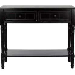 Distressed Black Wood 2-Drawer Console Table