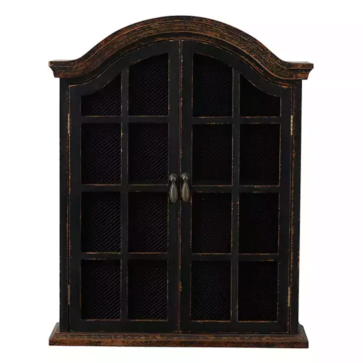 Distressed Black Wood Wall Cabinet