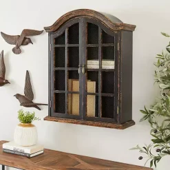 Distressed Black Wood Wall Cabinet