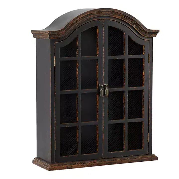 Distressed Black Wood Wall Cabinet