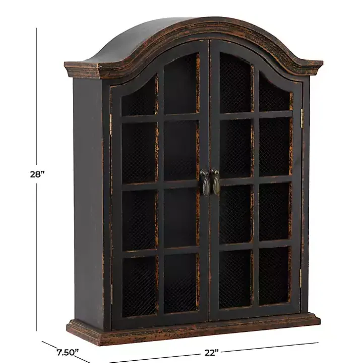 Distressed Black Wood Wall Cabinet