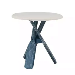 Distressed Blue Oars Coastal Accent Table