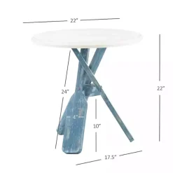 Distressed Blue Oars Coastal Accent Table
