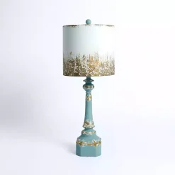 Distressed Blue Painted Metal Shade Table Lamp