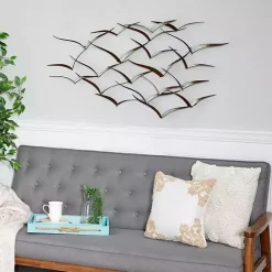 Distressed Brown Metal Flock of Birds Wall Plaque