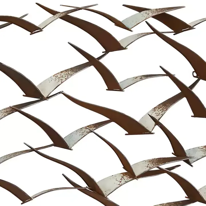 Distressed Brown Metal Flock of Birds Wall Plaque