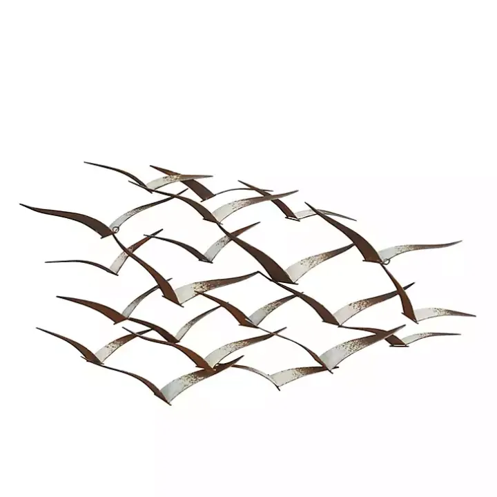 Distressed Brown Metal Flock of Birds Wall Plaque