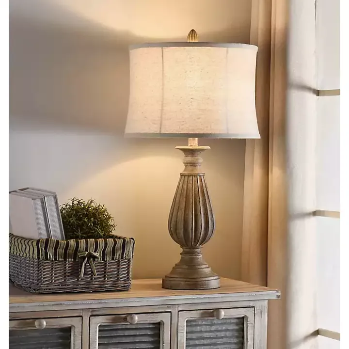 Distressed Brown Spindle Table Lamp