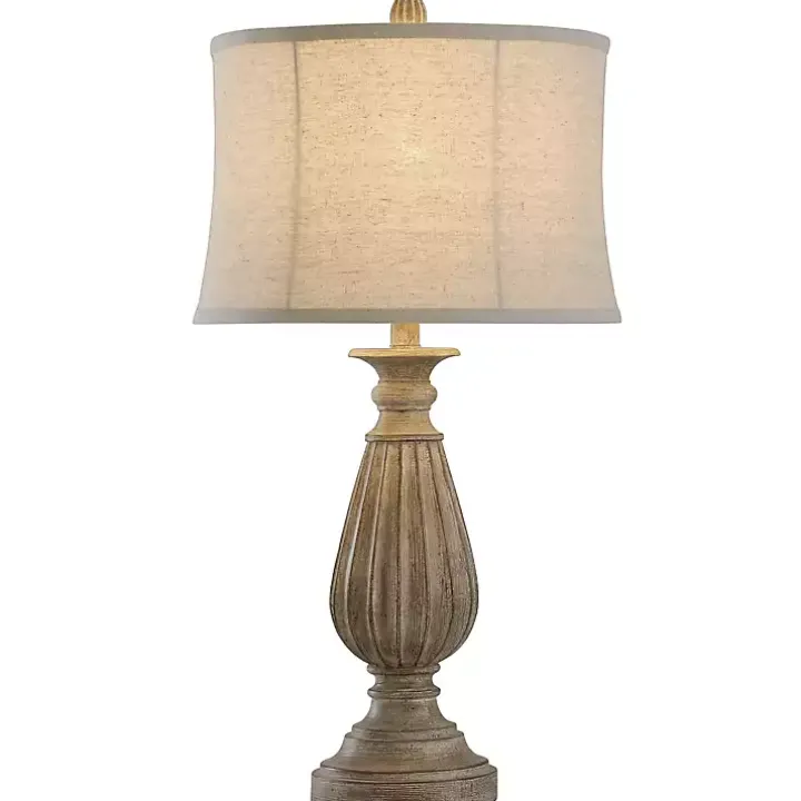 Distressed Brown Spindle Table Lamp