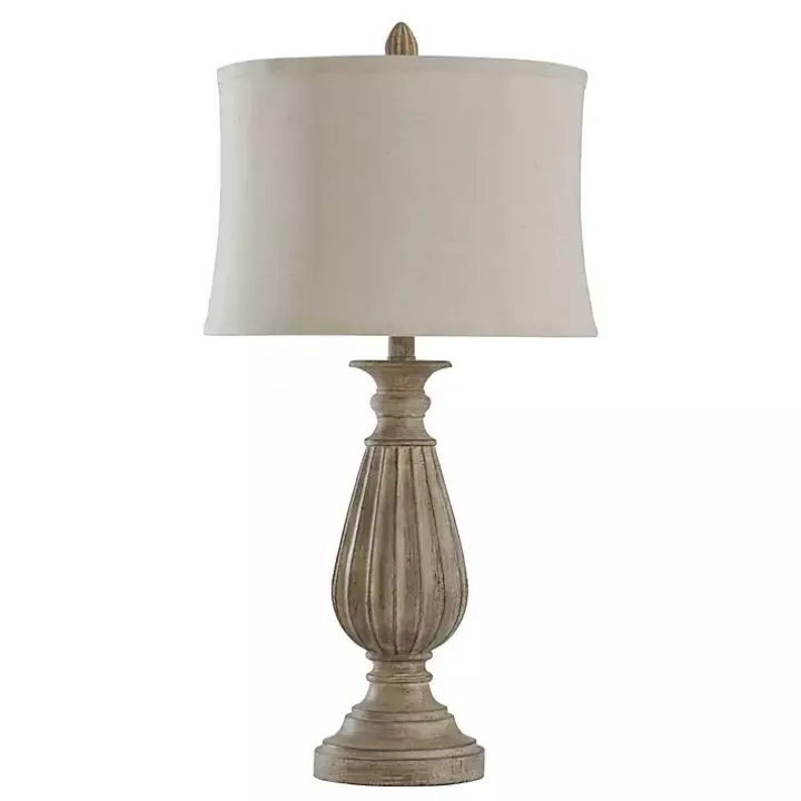 Distressed Brown Spindle Table Lamp