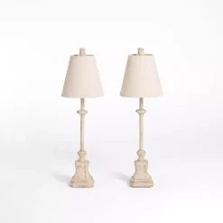 Distressed Cream Buffet Lamps, Set of 2