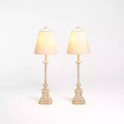 Distressed Cream Buffet Lamps, Set of 2