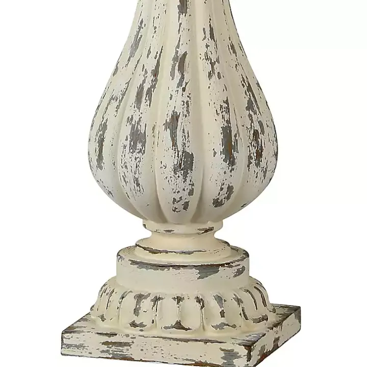 Distressed Cream Resin Table Lamps, Set of 2