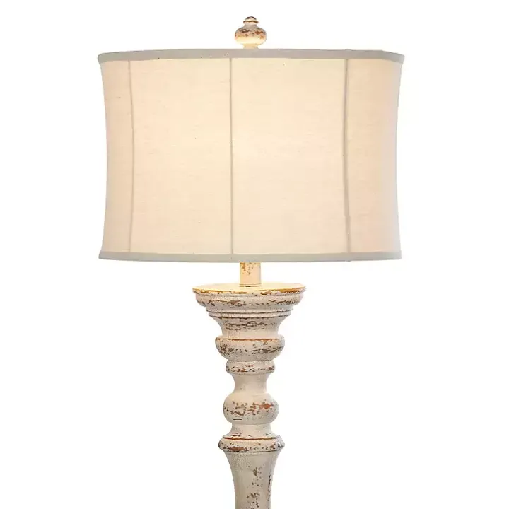 Distressed Cream Spindle Floor Lamp