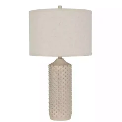 Distressed Cream Textured Table Lamps, Set of 2