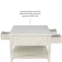 Distressed Cream Wood 3-Drawer Coffee Table