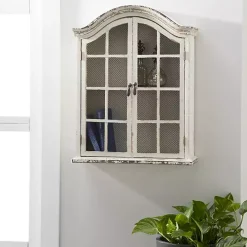 Distressed Cream Wood Wall Cabinet