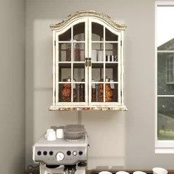 Distressed Cream Wood Wall Cabinet