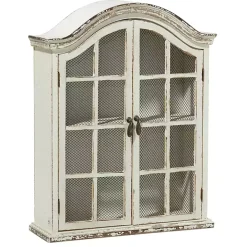 Distressed Cream Wood Wall Cabinet