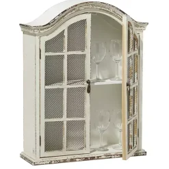 Distressed Cream Wood Wall Cabinet