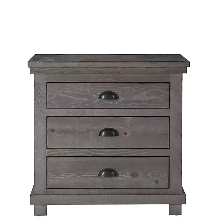 Distressed Dark Gray Wooden Willow Nightstand