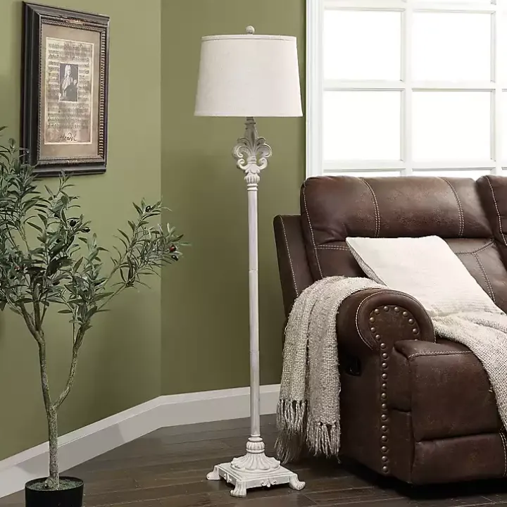 Distressed Fleur-de-lis Floor Lamp