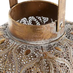 Distressed Gold Metal Cutout Lantern