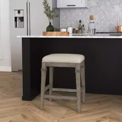 Distressed Gray and Beige Counter Stool