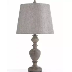 Distressed Gray and Cream Table Lamp