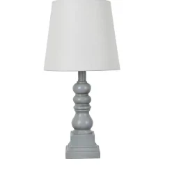 Distressed Gray Candlestick Table Lamp