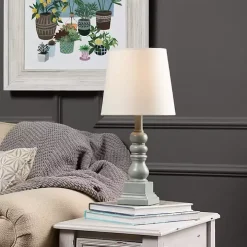 Distressed Gray Candlestick Table Lamp