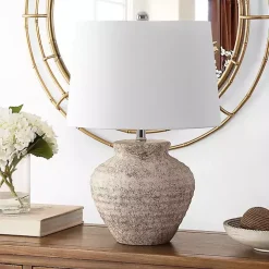 Distressed Gray Ceramic Jug Ledger Table Lamp