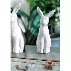 Distressed Gray Rabbit Outdoor Statue
