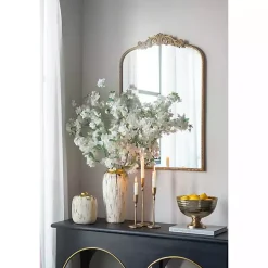 Distressed Gray Vase with Gold Splatter, 14 in.