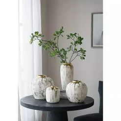 Distressed Gray Vase with Gold Splatter, 14 in.