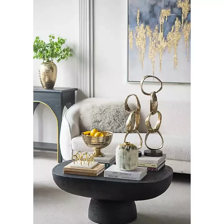 Distressed Gray Vase with Gold Splatter, 8 in.